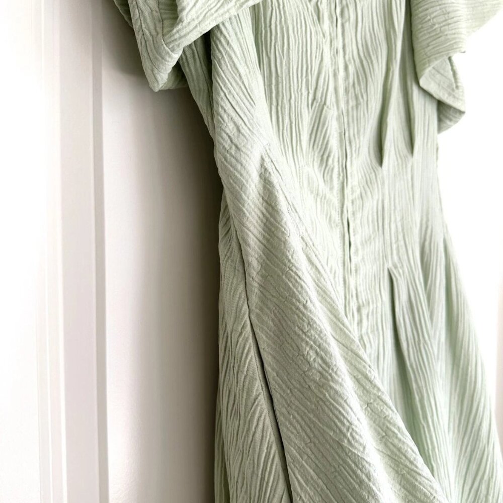 JONATHAN SIMKHAI Green Short Flutter Sleeve Bubble Hem Mini Dress Size S - Picture 4 of 11